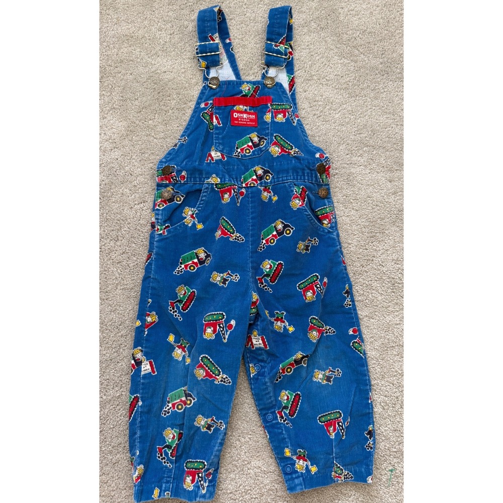 Vintage OshKosh B'gosh 3T Mice at Work Construction Corduroy Overalls